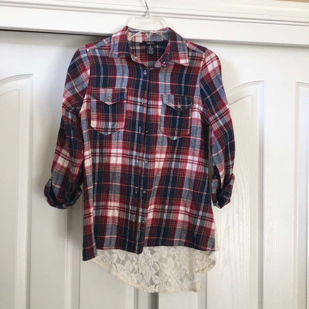 Flannel shirt with lace back